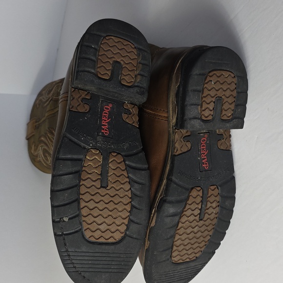 Laredo Mens(7.5D)Leather Waterproof Western Style Pull On Work Boots-Tan Distre - Picture 5 of 13